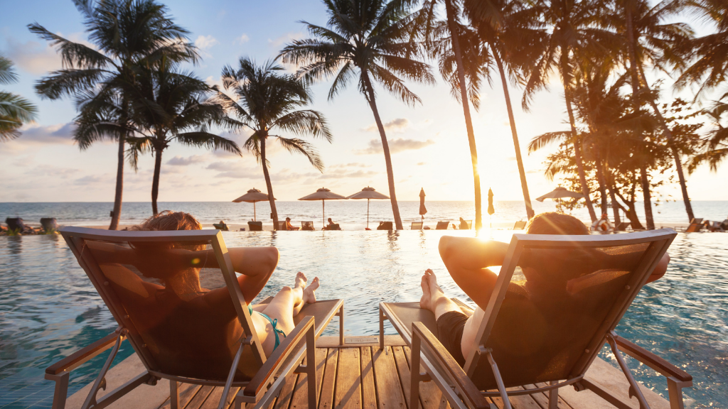 couple relaxing at resort