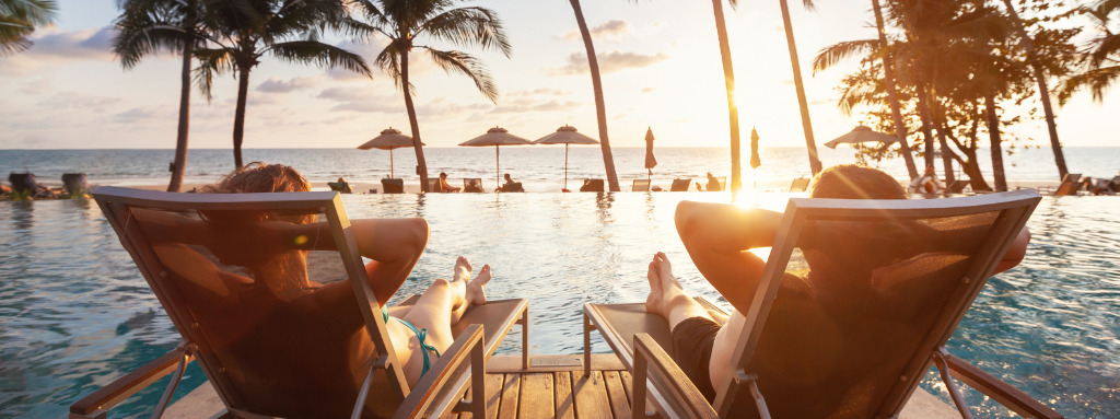 couple relaxing at resort