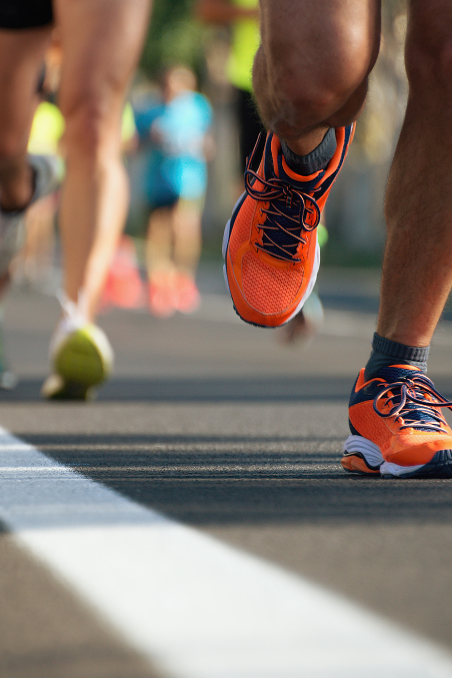close up of feet at marathon