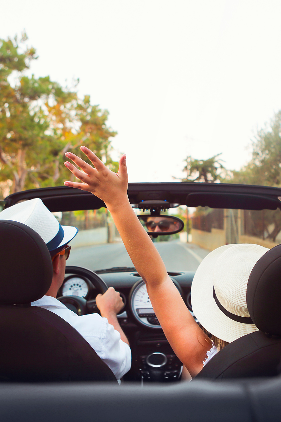 couple driving in a car 