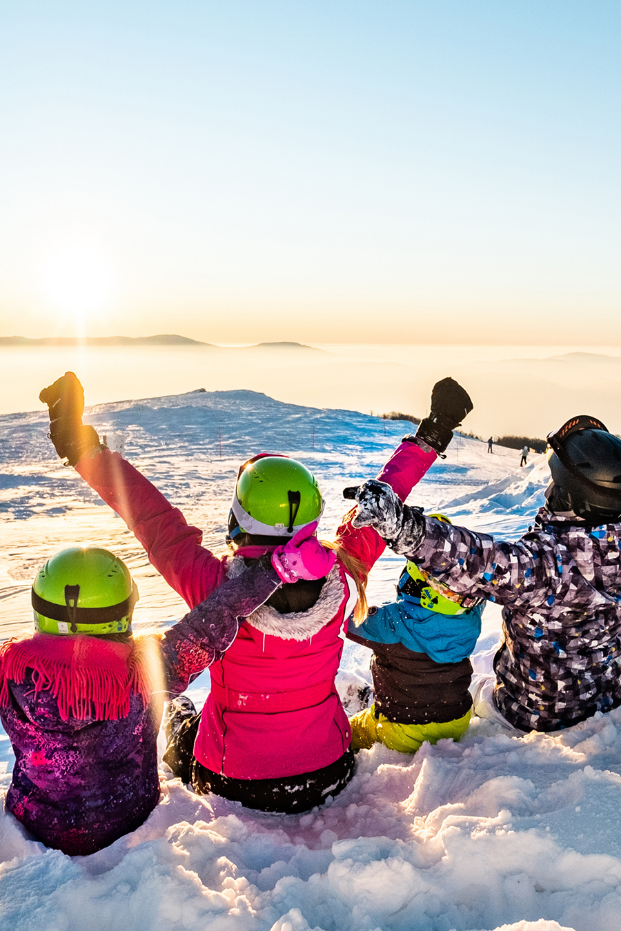 family on snow holiday