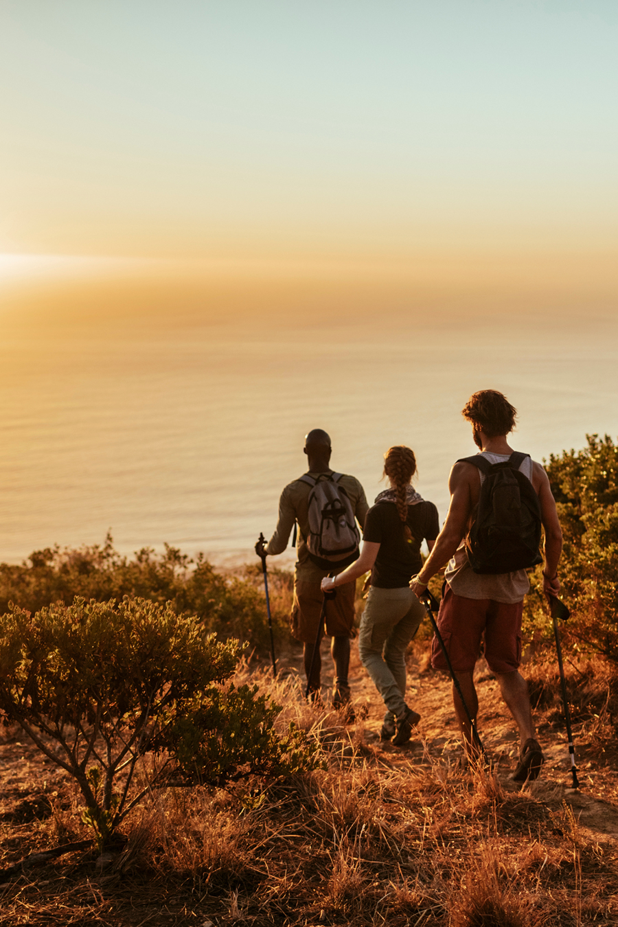 three travellers hiking