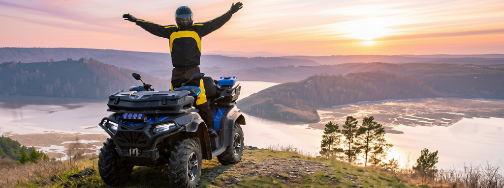 traveller on quad bike